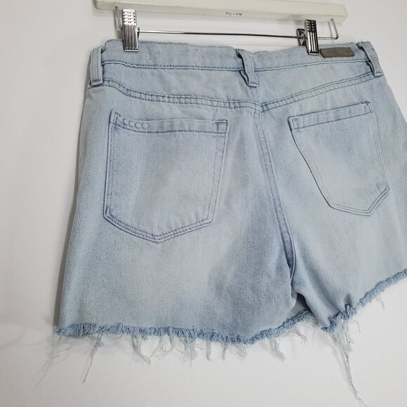 BLANK NYC Women Denim Shorts Size 30 The Fulton Raw Hem Y2K High Rise Light Wash - Picture 8 of 9